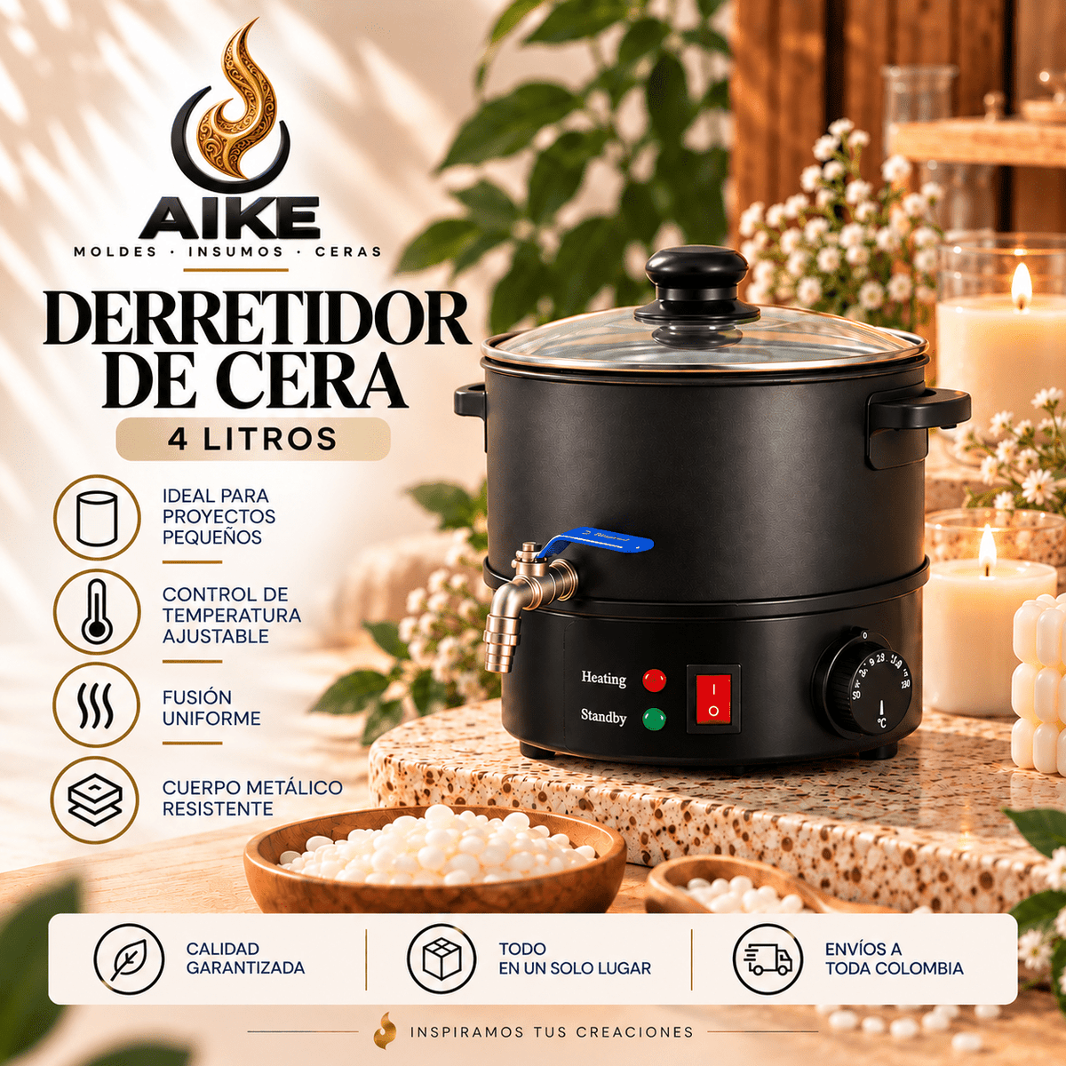Derretidor de Cera Eléctrico para Velas | Olla de Fusión | AIKE - Aike Store