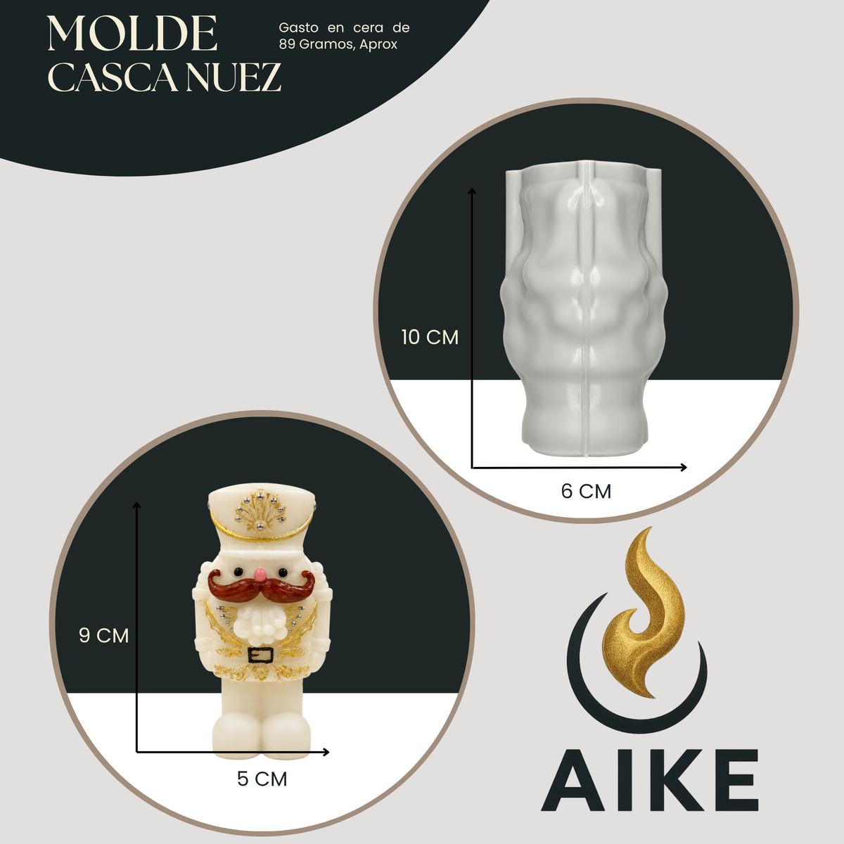 Molde de Silicona Cascanueces para Velas Navideñas | Molde 3D