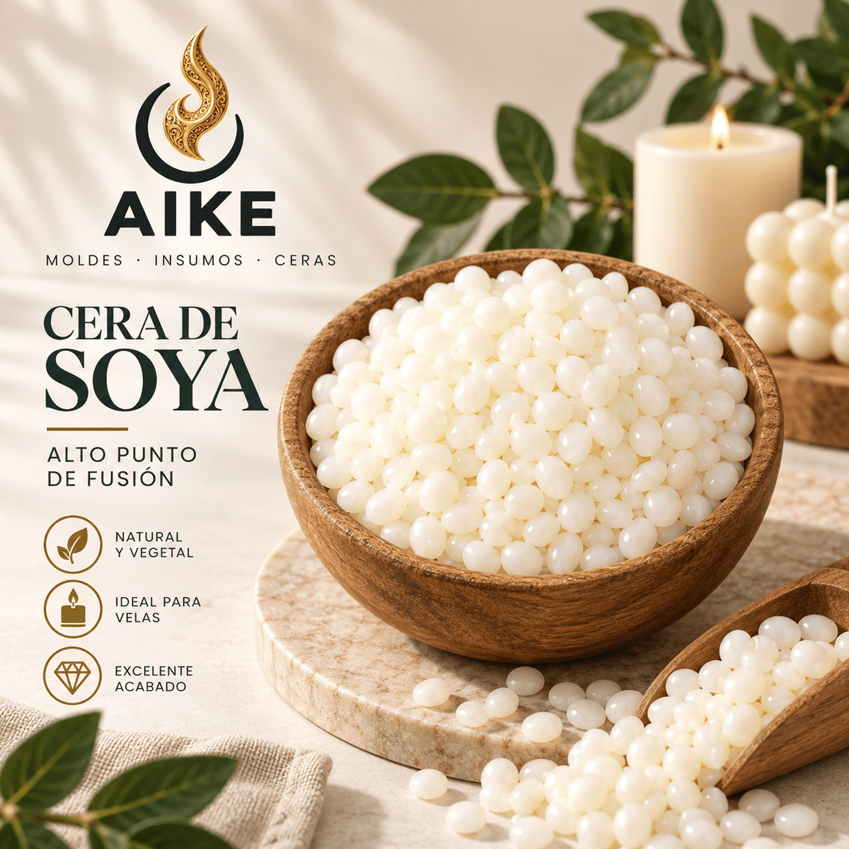 Cera de Soya Alto Punto de Fusión para Velas | Cera Vegetal - Aike Store