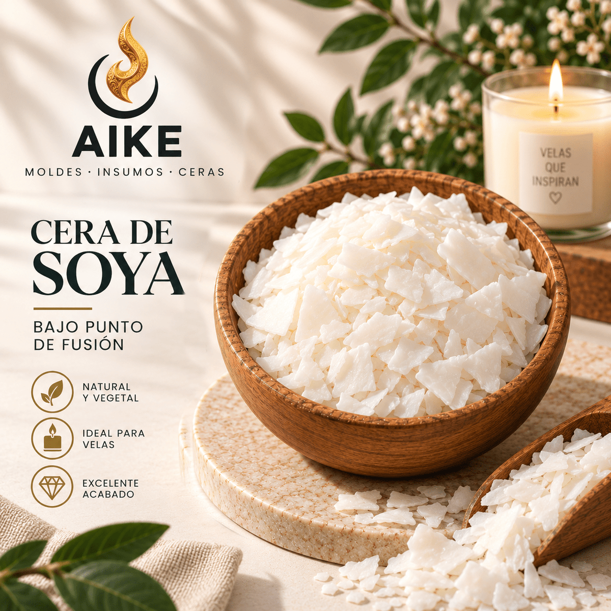 Cera de Soya Bajo Punto de Fusión para Velas | Cera Vegetal - Aike Store