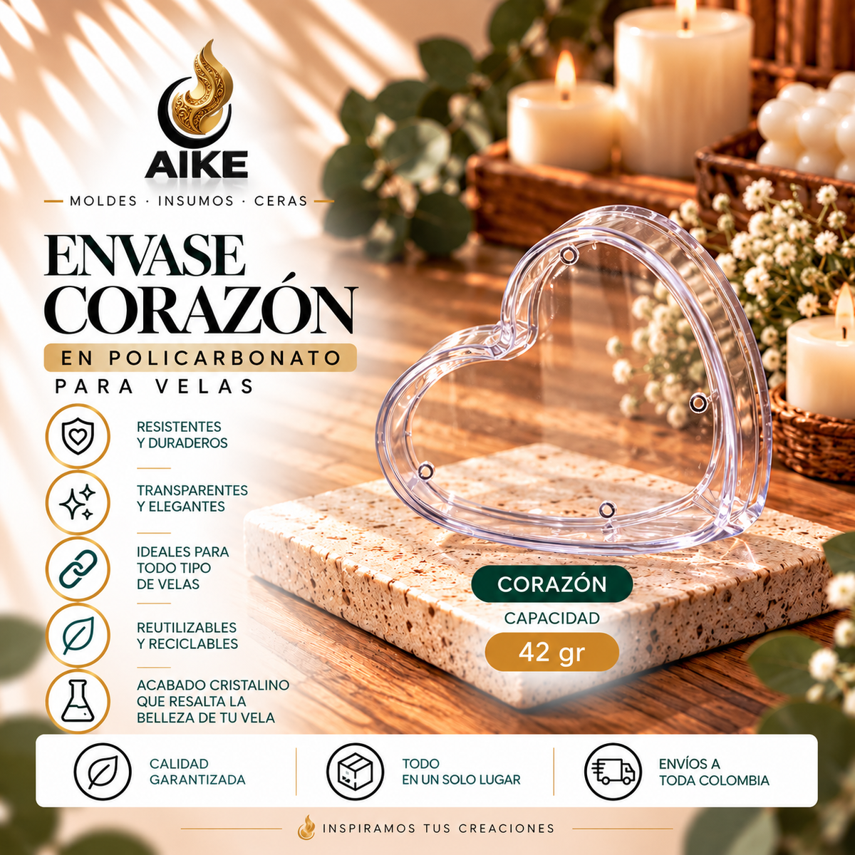 Envase para Velas en Policarbonato | Diferentes Tamaños