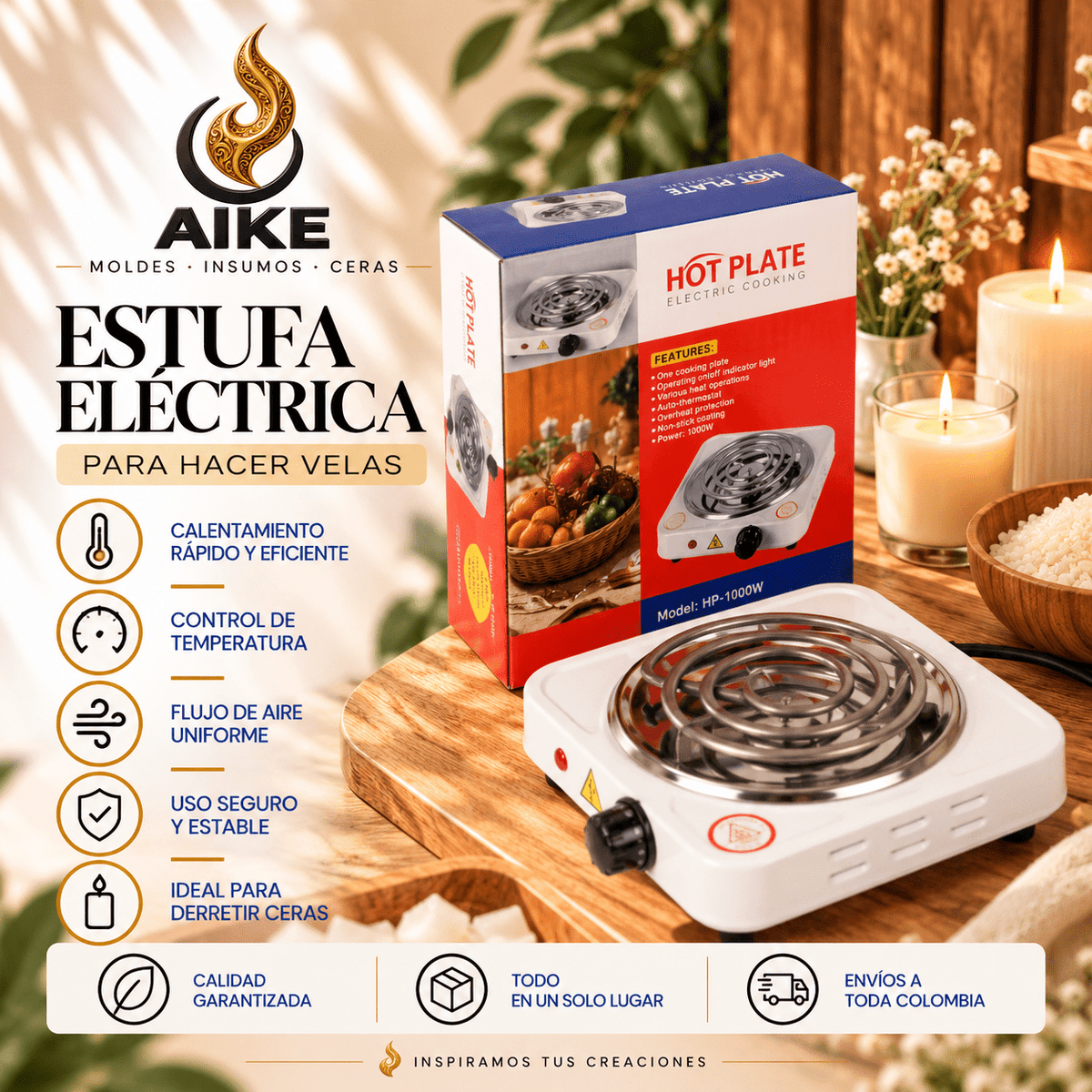 Estufa Eléctrica para Derretir Cera | Hornilla Portátil | AIKE - Aike Store