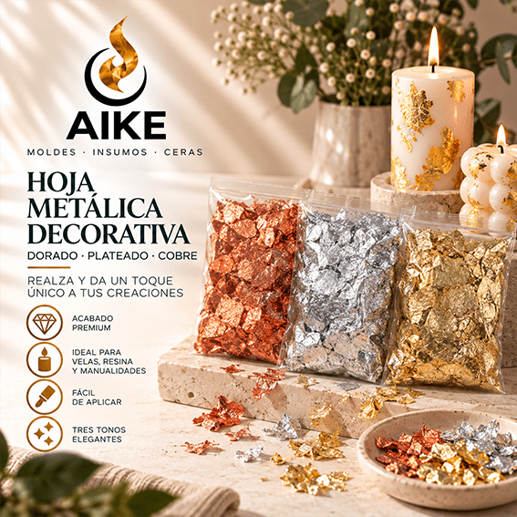 Hoja Metálica para Velas | Dorada, Plateada y Cobre - Aike Store
