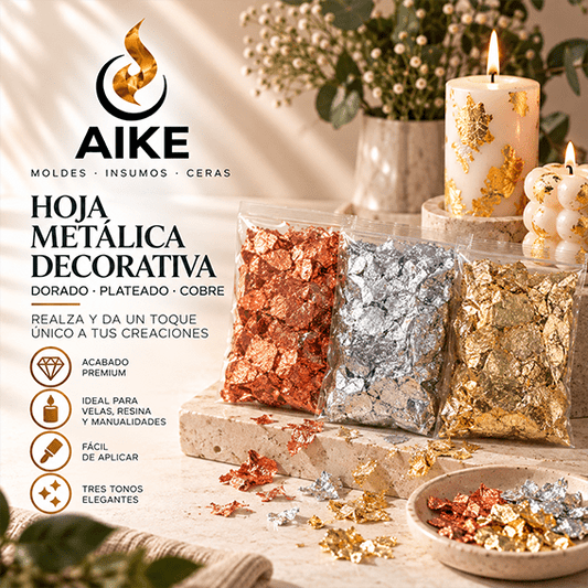 Hoja Metálica para Velas | Dorada, Plateada y Cobre - Aike Store
