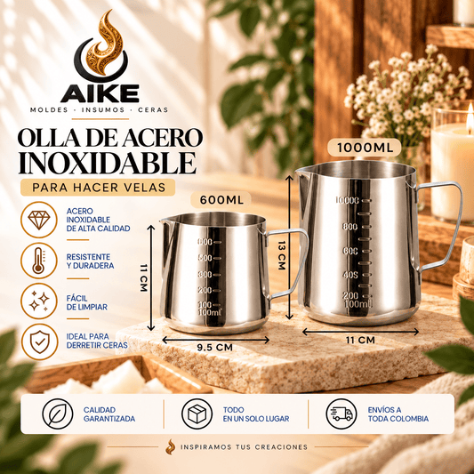 Jarra de Acero Inoxidable para Cera | 600 ml y 1 L | AIKE - Aike Store