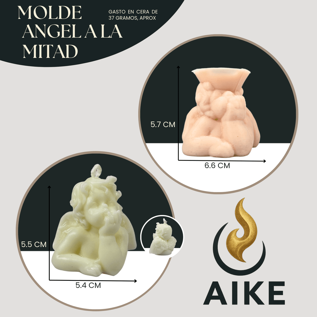 Molde Ángel a la Mitad para Velas Artesanales y Aromáticas | Molde de Silicona 3D Decorativo - Aike Store