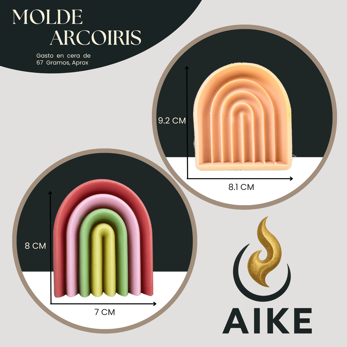 Molde Arcoíris para Velas Artesanales y Aromáticas | Molde de Silicona 3D Decorativo - Aike Store