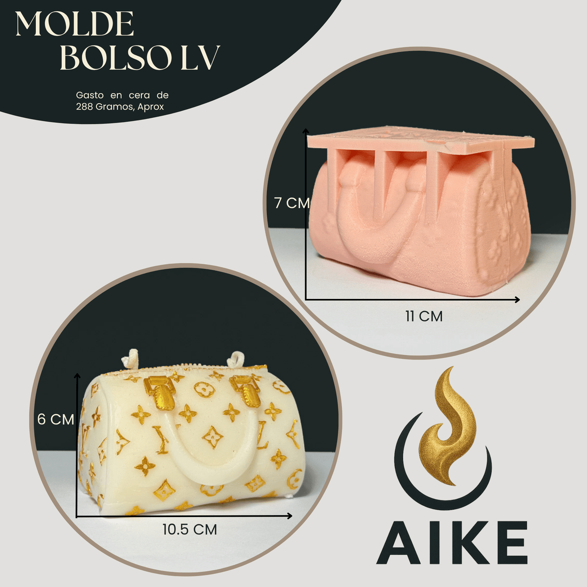 Molde Bolso Tipo LV para Velas Artesanales y Aromáticas | Molde de Silicona 3D Decorativo - Aike Store