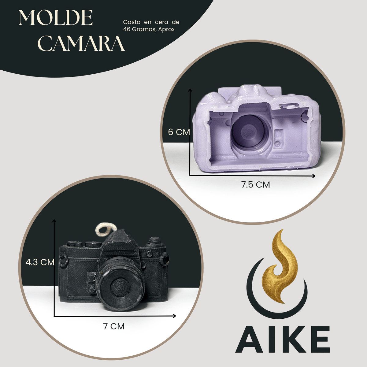 Molde Cámara para Velas Artesanales y Aromáticas | Molde de Silicona 3D Decorativo - Aike Store