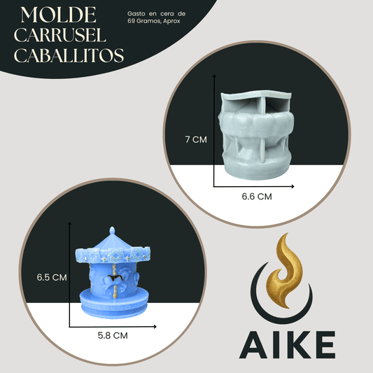 Molde Carrusel para Velas Artesanales y Aromáticas | Molde de Silicona 3D Decorativo - Aike Store