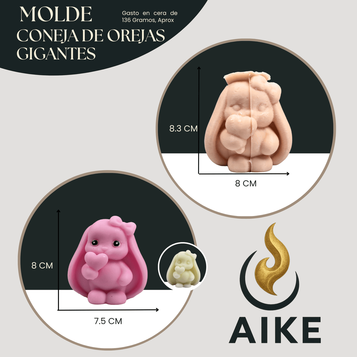 Molde Coneja de Orejas Grandes para Velas | Molde de Silicona Cute 3D Decorativo - Aike Store