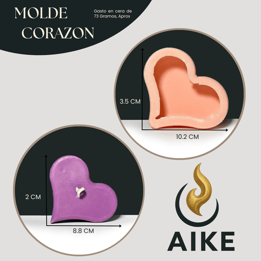 Molde Corazón para Velas Artesanales y Aromáticas | Molde de Silicona 3D Decorativo - Aike Store