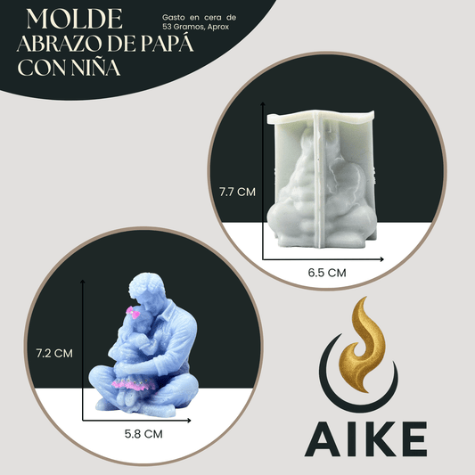Molde de Silicona Abrazo de Papá con Niña para Velas | Molde 3D Premium - Aike Store