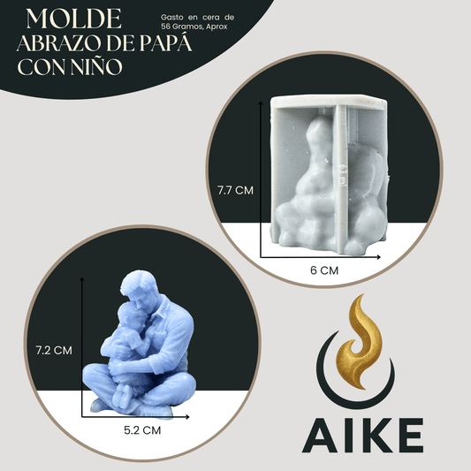 Molde de Silicona Abrazo de Papá con Niño para Velas | Molde 3D Premium - Aike Store