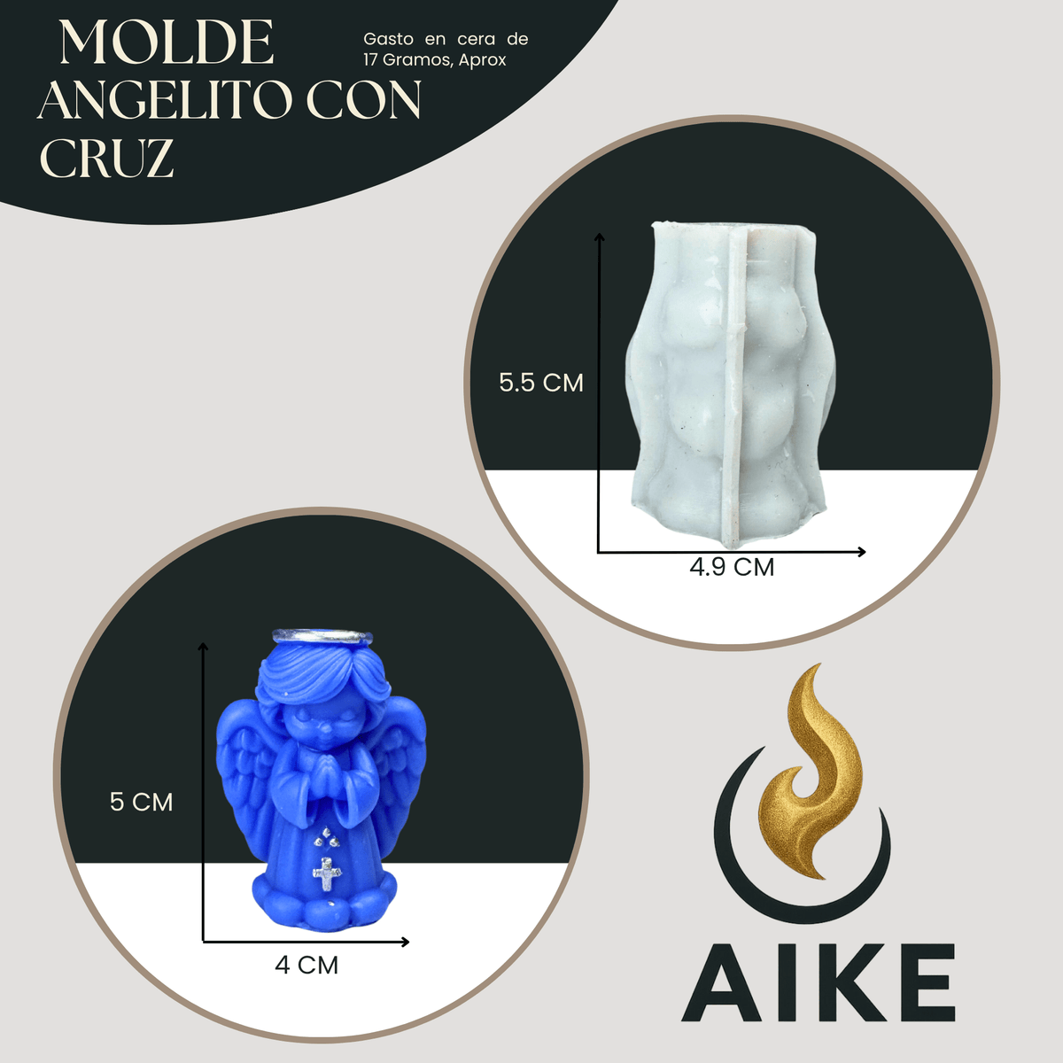 Molde de Silicona Angelito con Cruz para Velas | Molde 3D Premium - Aike Store