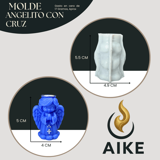 Molde de Silicona Angelito con Cruz para Velas | Molde 3D Premium - Aike Store