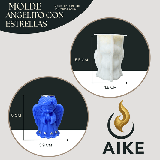 Molde de Silicona Angelito con Estrellas para Velas | Molde 3D Premium - Aike Store