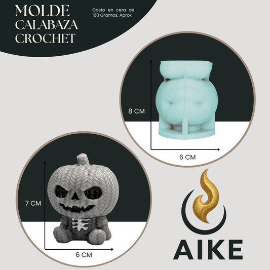 Molde de Silicona Calabaza Crochet para Velas | Molde 3D Halloween - Aike Store