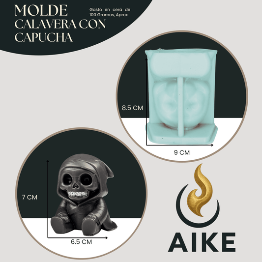 Molde de Silicona Calavera con Capucha Halloween | Molde 3D - Aike Store