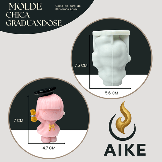 Molde de Silicona Chica Graduándose para Velas | Molde 3D Premium - Aike Store