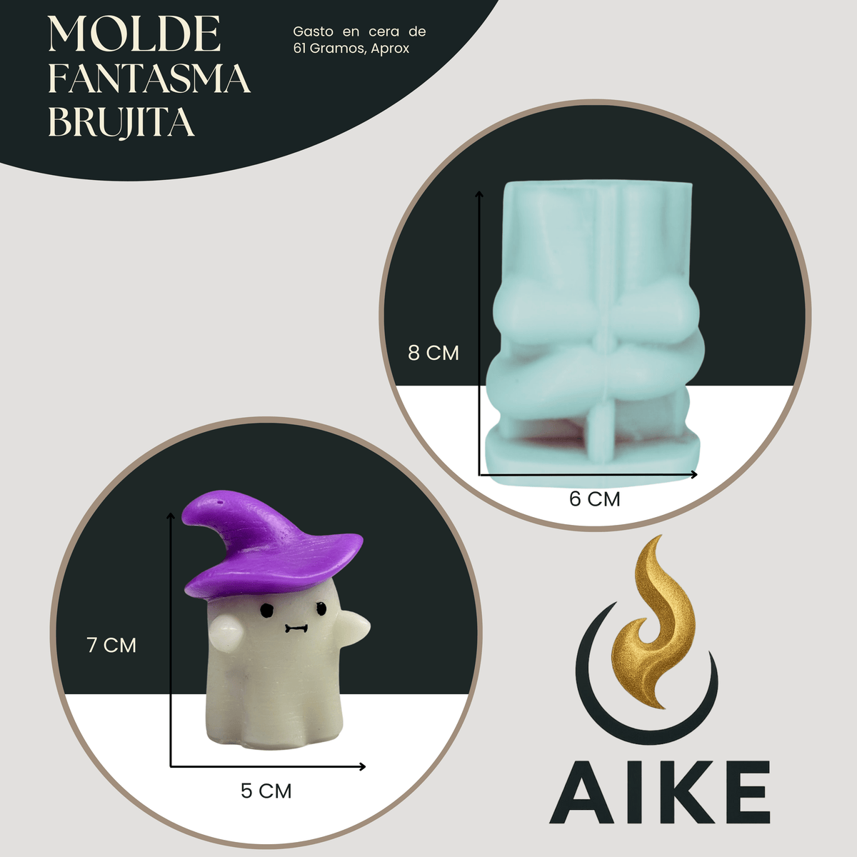 Molde de Silicona Fantasma Brujita Halloween | Molde 3D - Aike Store