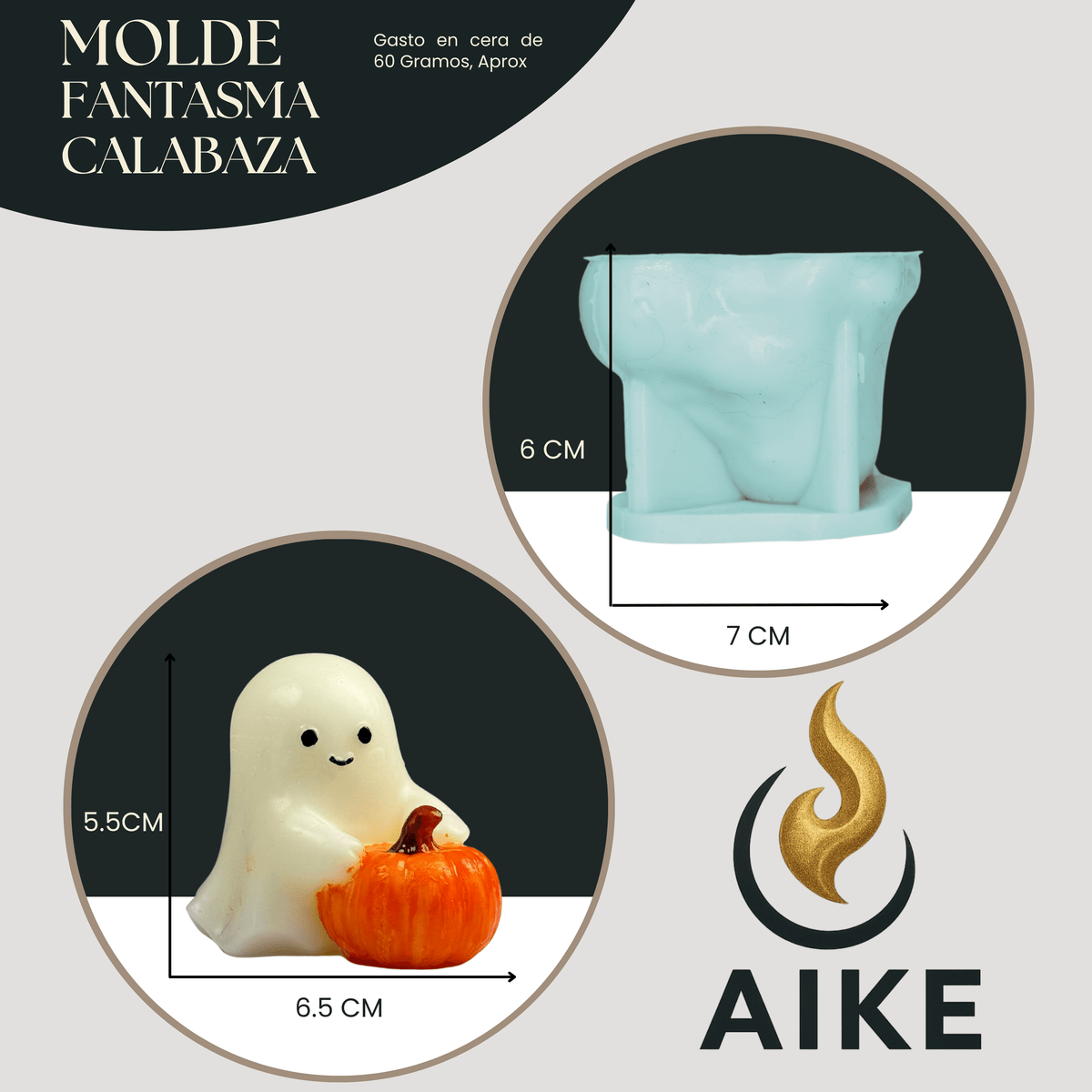 Molde de Silicona Fantasma Calabaza Halloween | Molde 3D - Aike Store