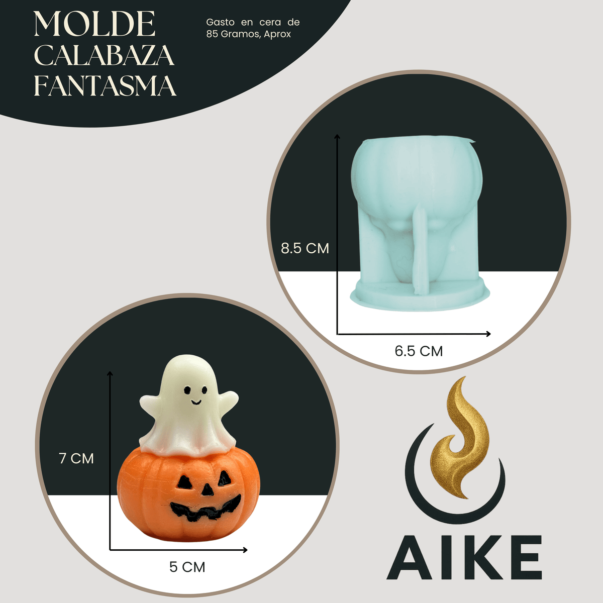 Molde de Silicona Fantasma Sobre Calabaza Halloween | Molde 3D - Aike Store