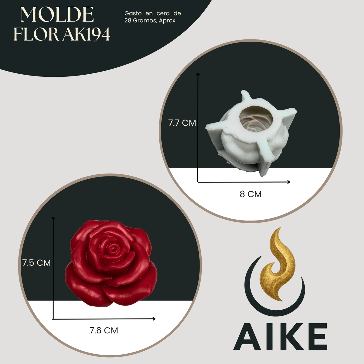 Molde de Silicona Flor AK194 para Velas | Molde 3D Premium - Aike Store