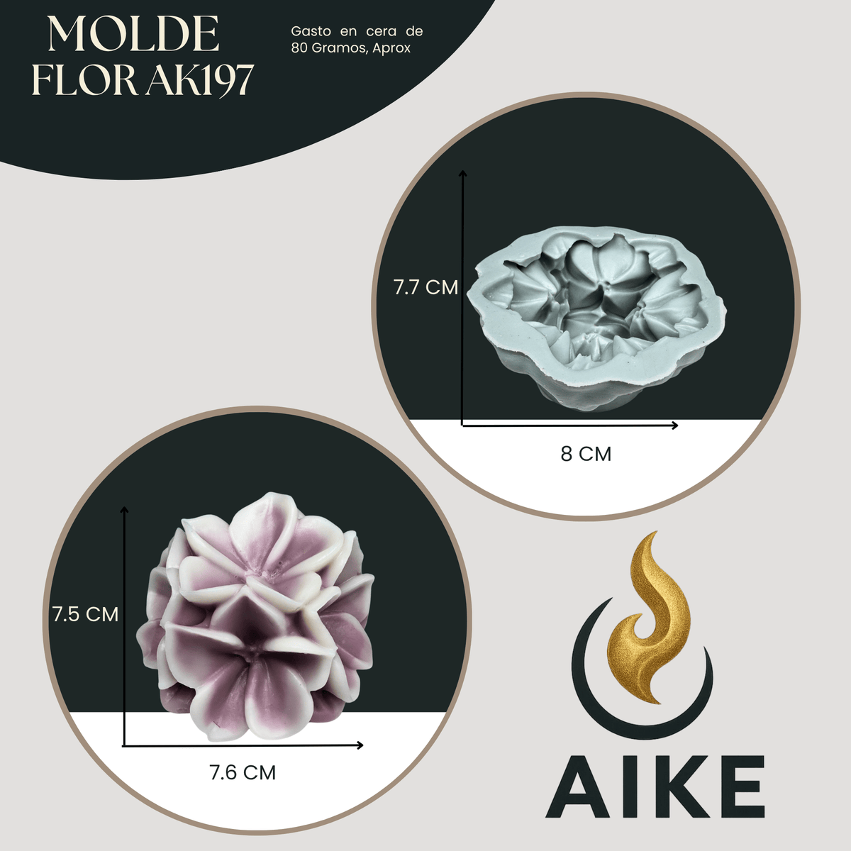 Molde de Silicona Flor AK197 para Velas | Molde 3D Premium - Aike Store