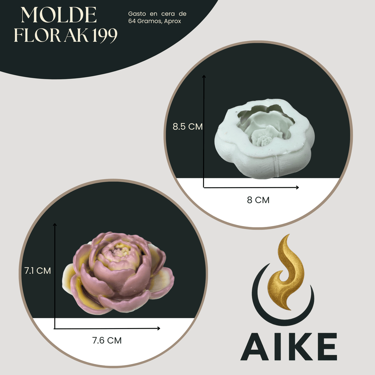 Molde de Silicona Flor AK199 para Velas | Molde 3D Premium - Aike Store