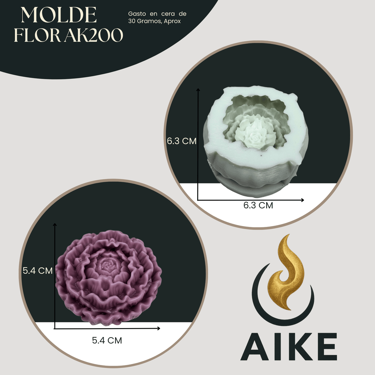 Molde de Silicona Flor AK200 para Velas | Molde 3D Premium - Aike Store