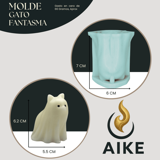 Molde de Silicona Gato Fantasma Halloween | Molde 3D - Aike Store