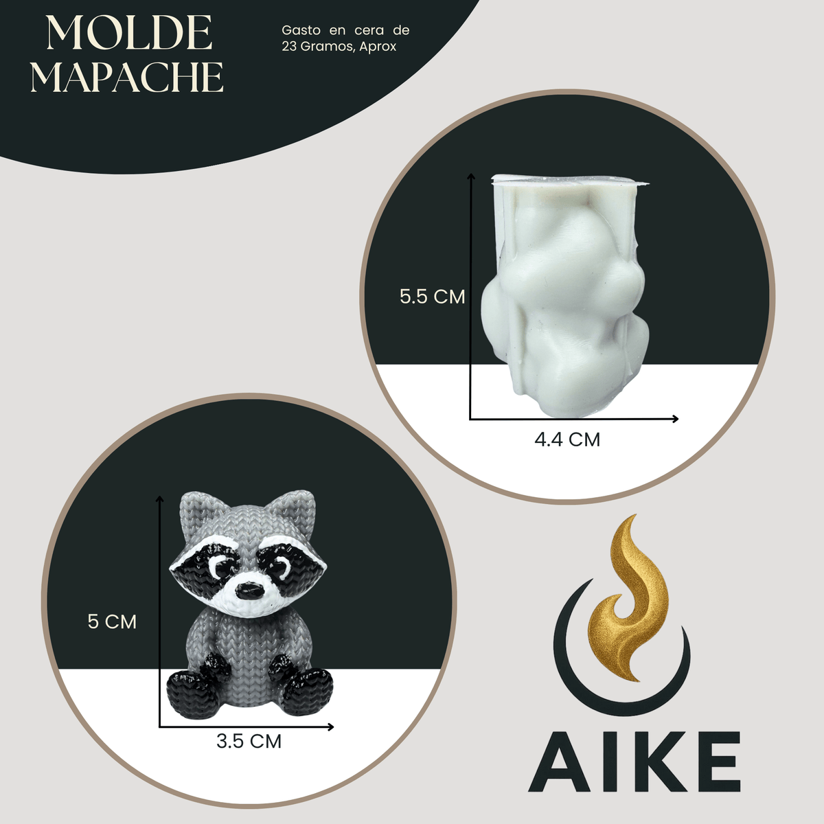 Molde de Silicona Mapache para Velas | Molde 3D Premium - Aike Store