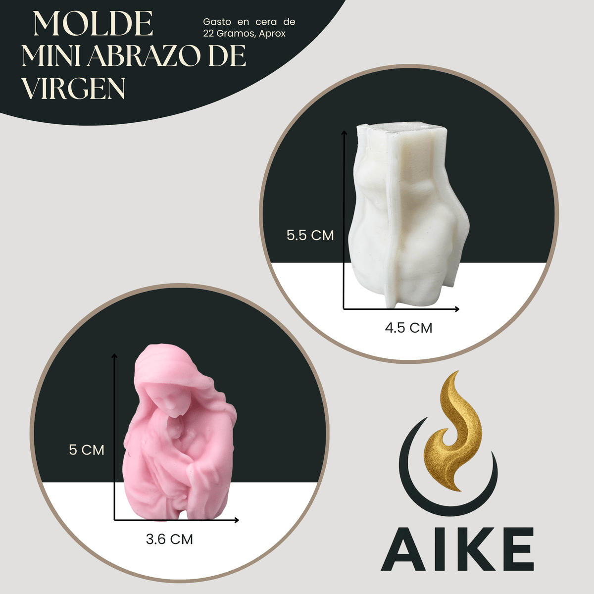 Molde de Silicona Mini Abrazo de Virgen para Velas | Molde 3D Premium - Aike Store
