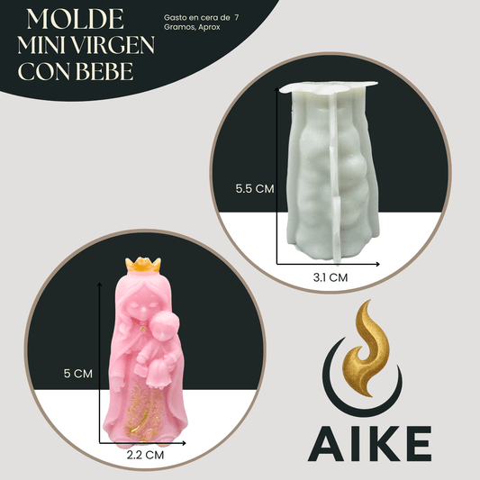 Molde de Silicona Mini Virgen con Bebé para Velas | Molde 3D Premium - Aike Store