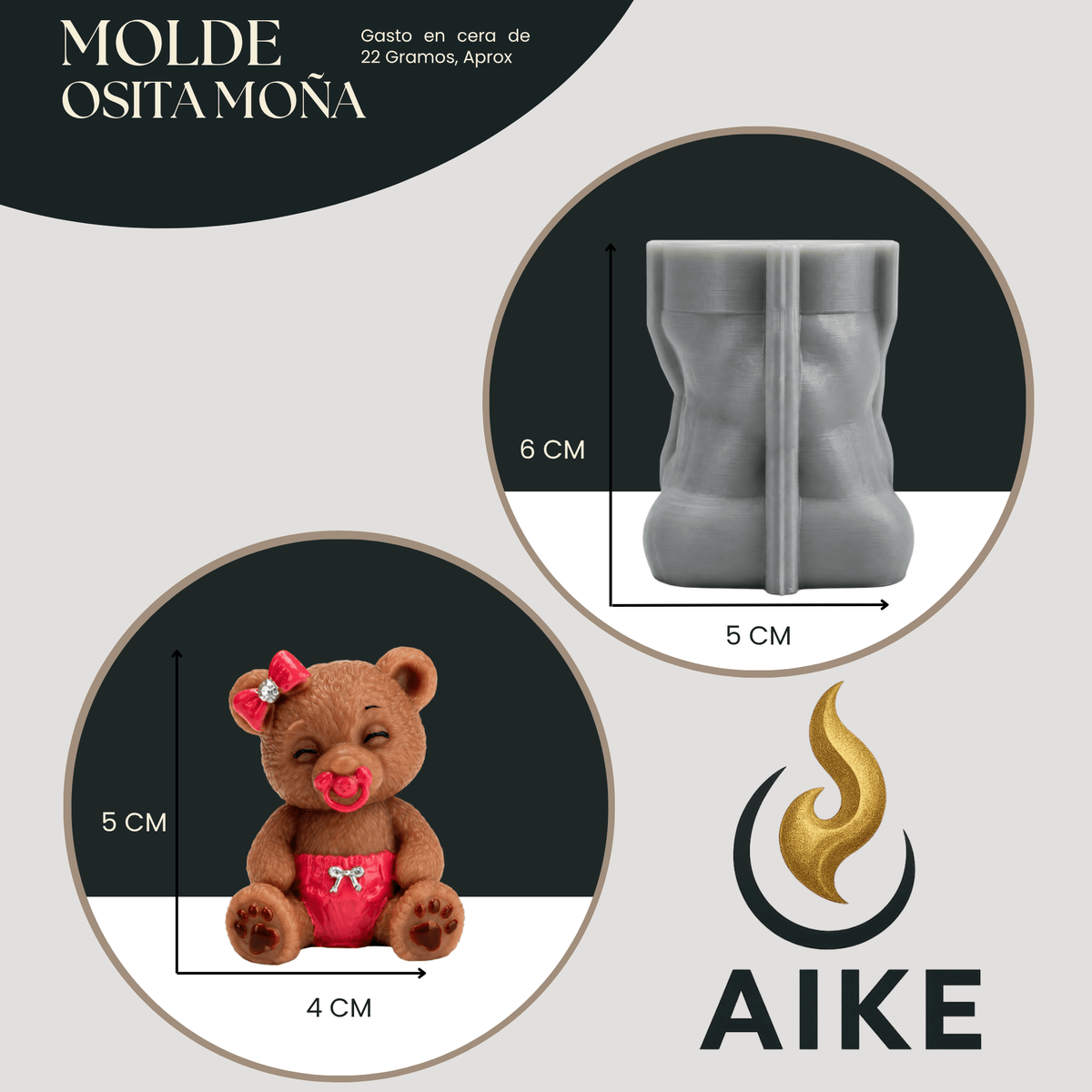 Molde de Silicona Osita Moña para Velas | Molde 3D - Aike Store