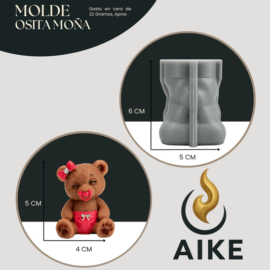 Molde de Silicona Osita Moña para Velas | Molde 3D - Aike Store