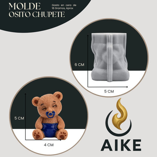 Molde de Silicona Osito Chupete para Velas | Molde 3D - Aike Store