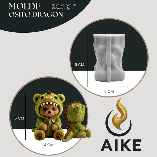Molde de Silicona Osito Dragón para Velas | Molde 3D - Aike Store