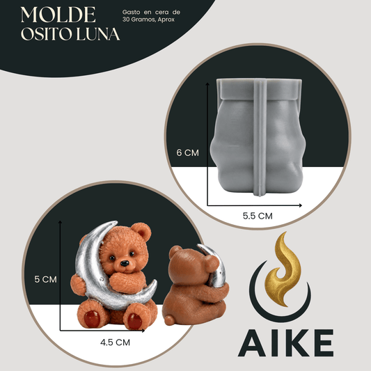 Molde de Silicona Osito Luna para Velas | Molde 3D - Aike Store