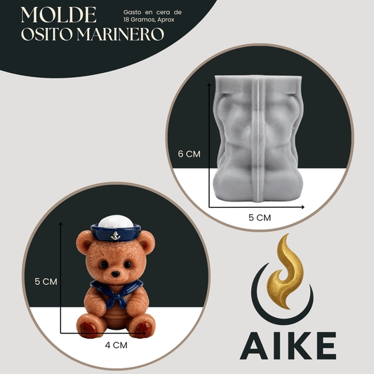 Molde de Silicona Osito Marinero para Velas | Molde 3D - Aike Store
