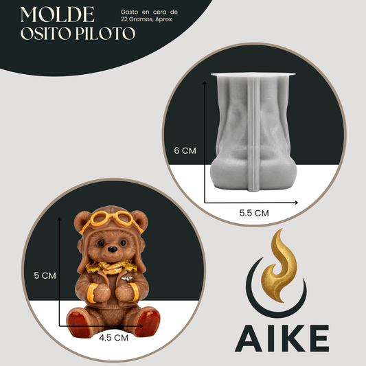 Molde de Silicona Osito Piloto para Velas | Molde 3D - Aike Store