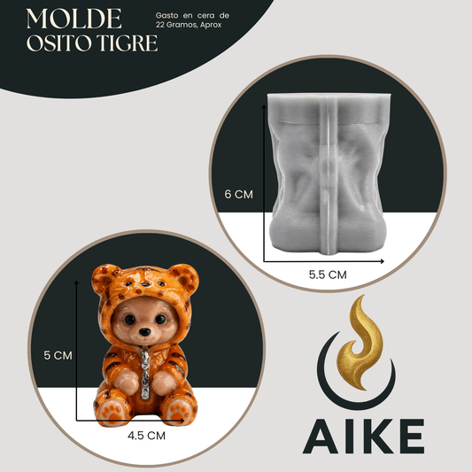 Molde de Silicona Osito Tigre para Velas | Molde 3D - Aike Store