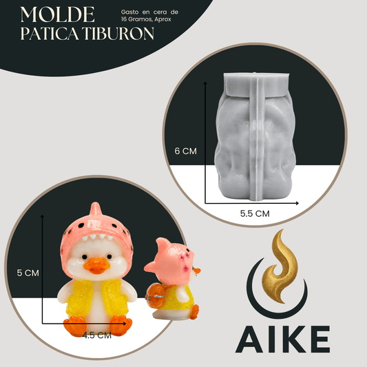 Molde de Silicona Patica Tiburón para Velas | Molde 3D - Aike Store