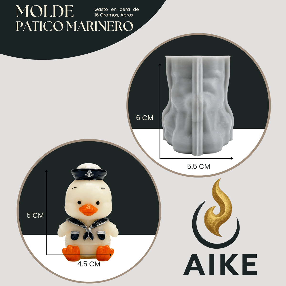 Molde de Silicona Patico Marinero para Velas | Molde 3D - Aike Store