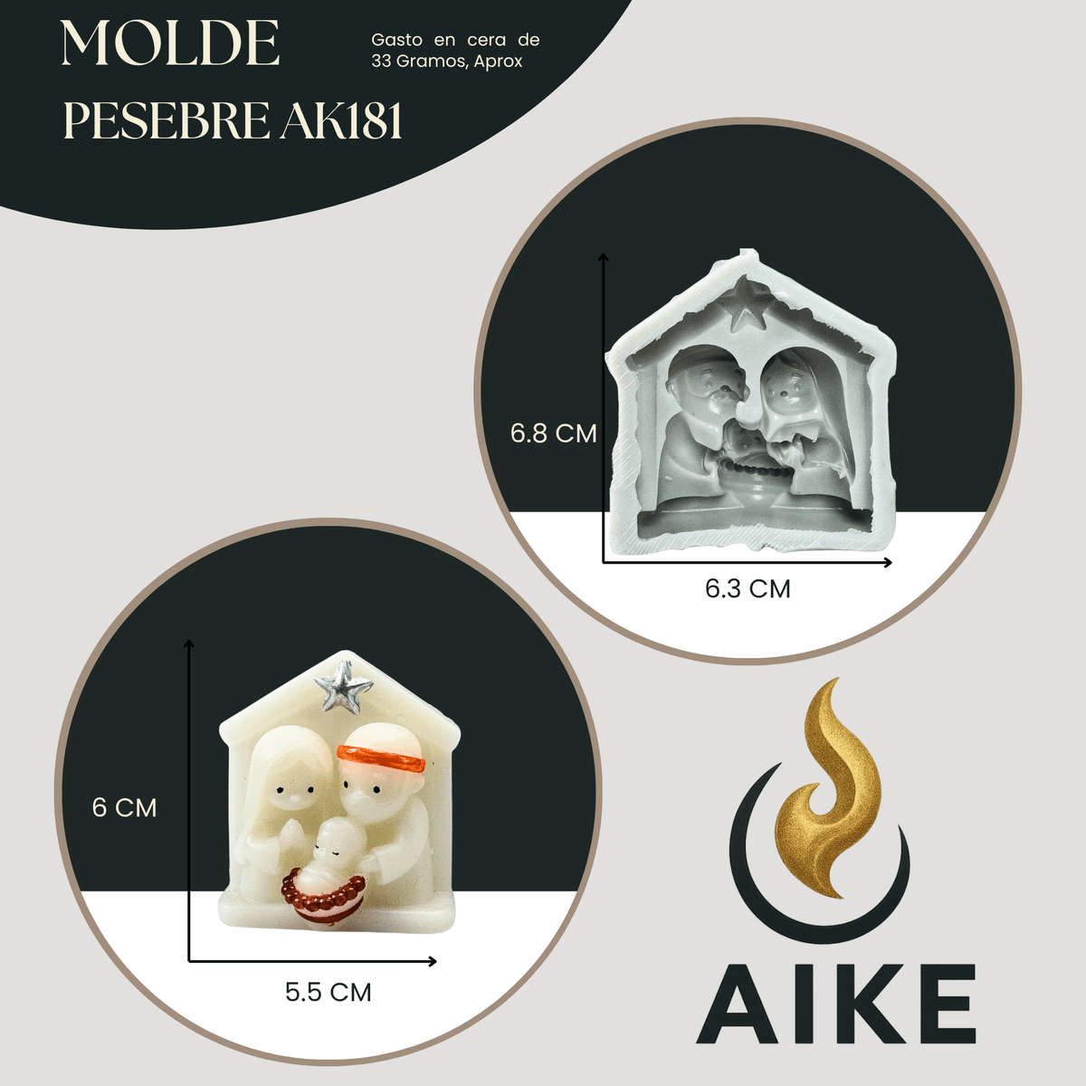 Molde de Silicona Pesebre AK181 para Velas | Molde 2D Premium - Aike Store