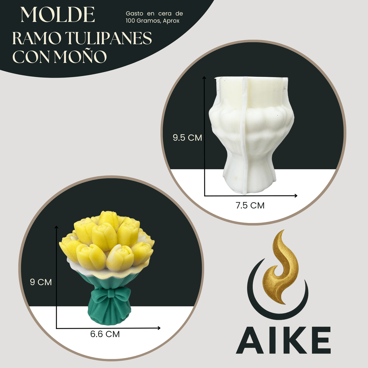 Molde de Silicona Ramo de Tulipanes con Moño para Velas | Molde 3D Premium - Aike Store