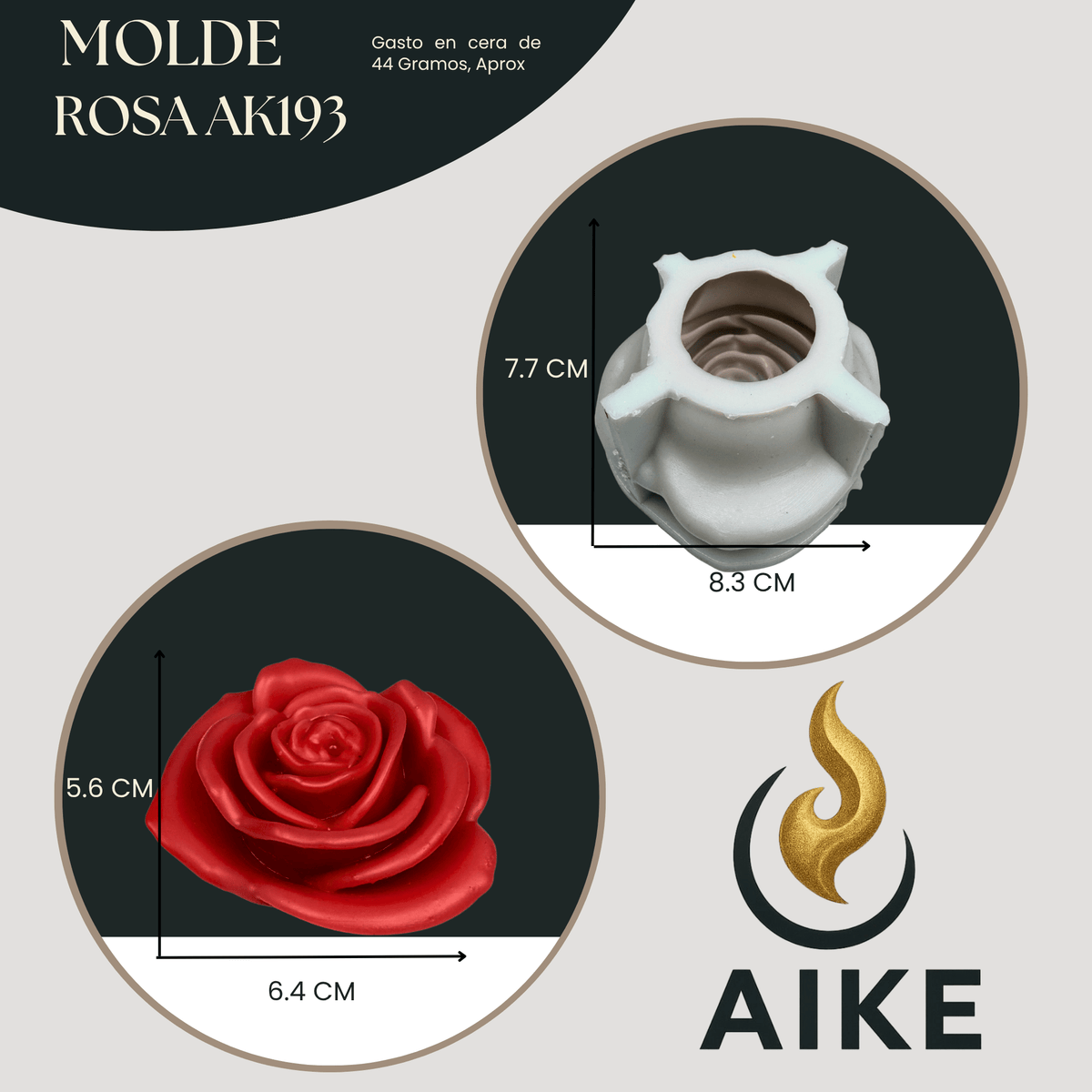 Molde de Silicona Rosa AK193 para Velas | Molde 3D Premium - Aike Store