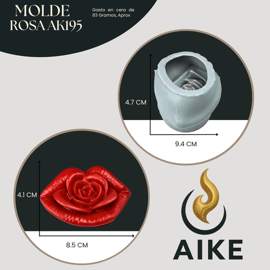 Molde de Silicona Rosa AK195 para Velas | Molde 3D Premium - Aike Store