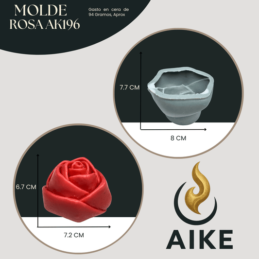Molde de Silicona Rosa AK196 para Velas | Molde 3D Premium - Aike Store